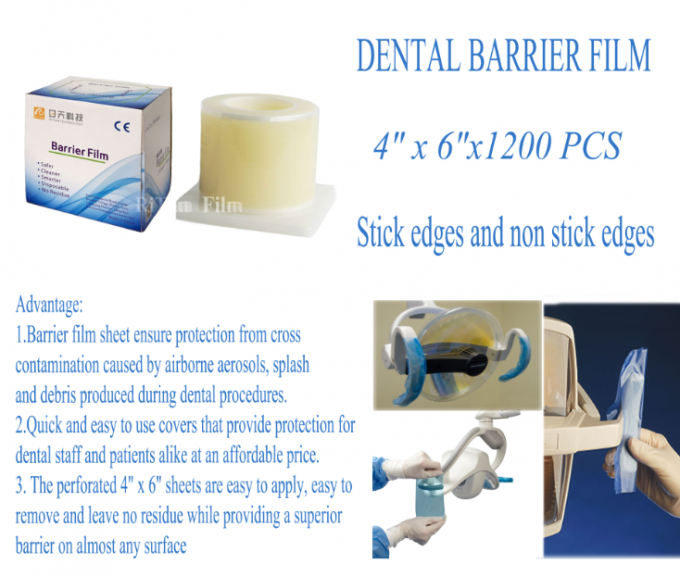 Universal Dental Barrier Film Roll 50 Mic Thickness 1200 Sheet Stick  / Non Stick Edges 0